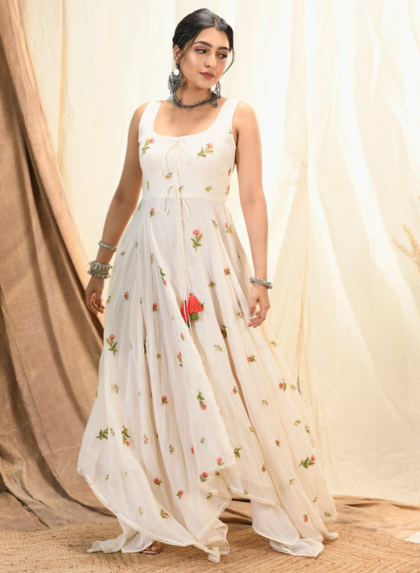 Aaryaa - Floral Embroidered Asymmetrical Kurta/Dress SS 22-11
