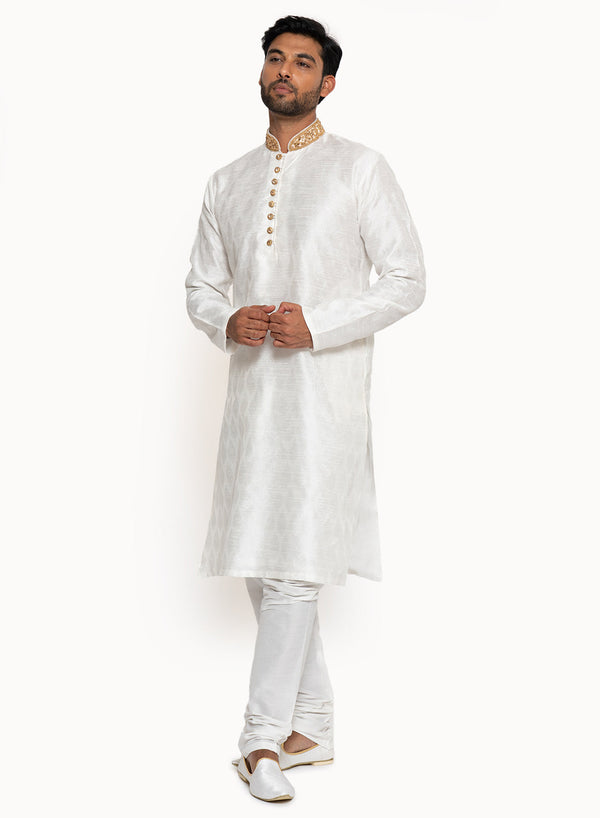 Sache - Kurta + Churidar - Gold Collar SCK8-White
