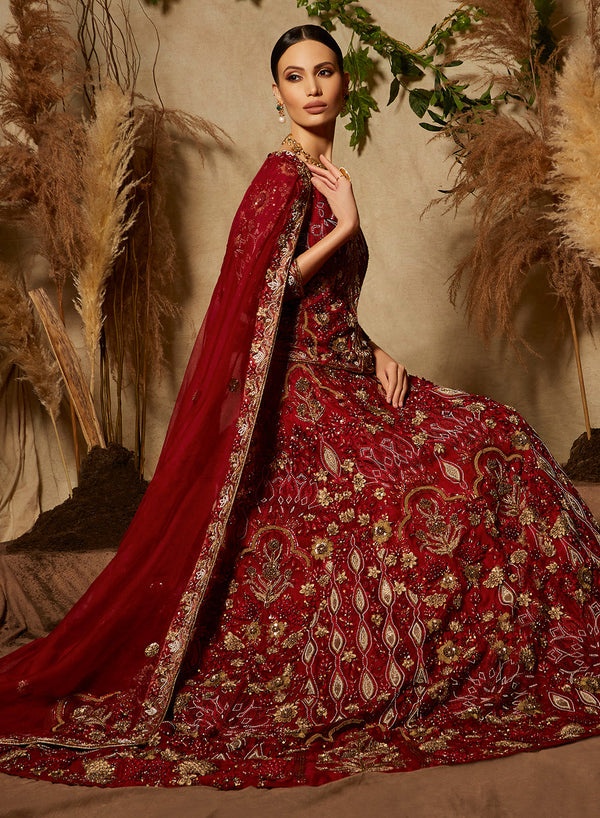 Seasons - Mughal Bridal Jacket And Skirt With Dupatta 3PCS SDWN242